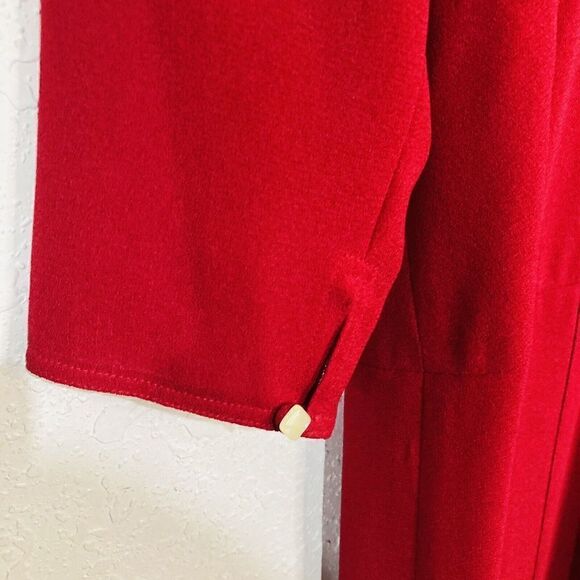 Vtg 80's Nilani Red Applique Lace Pleated Tea Dress Pearls Fancy‎ Party sz 11/12 - Picture 7 of 16